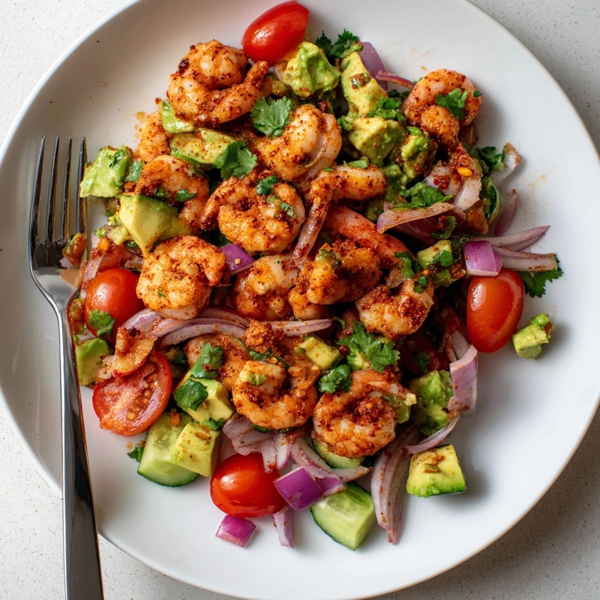 Bright Shrimp and Avocado Salsa Salad, colorful and fresh, ready for a summer party.