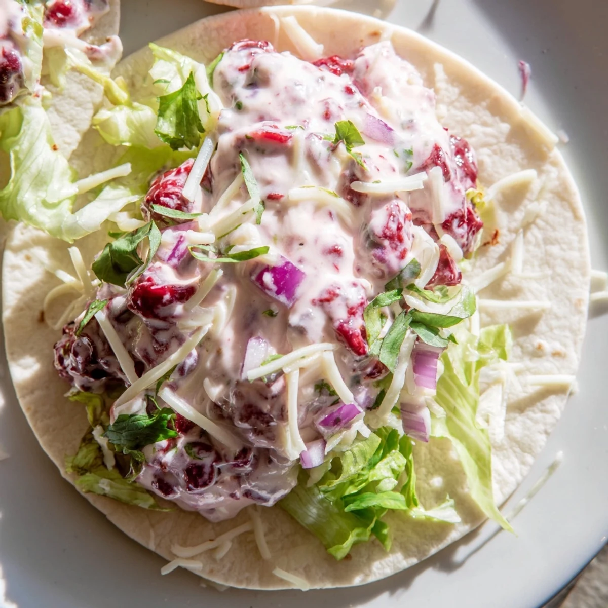 Vibrant cranberry jalapeño dip tacos, bursting with flavor and fresh ingredients.