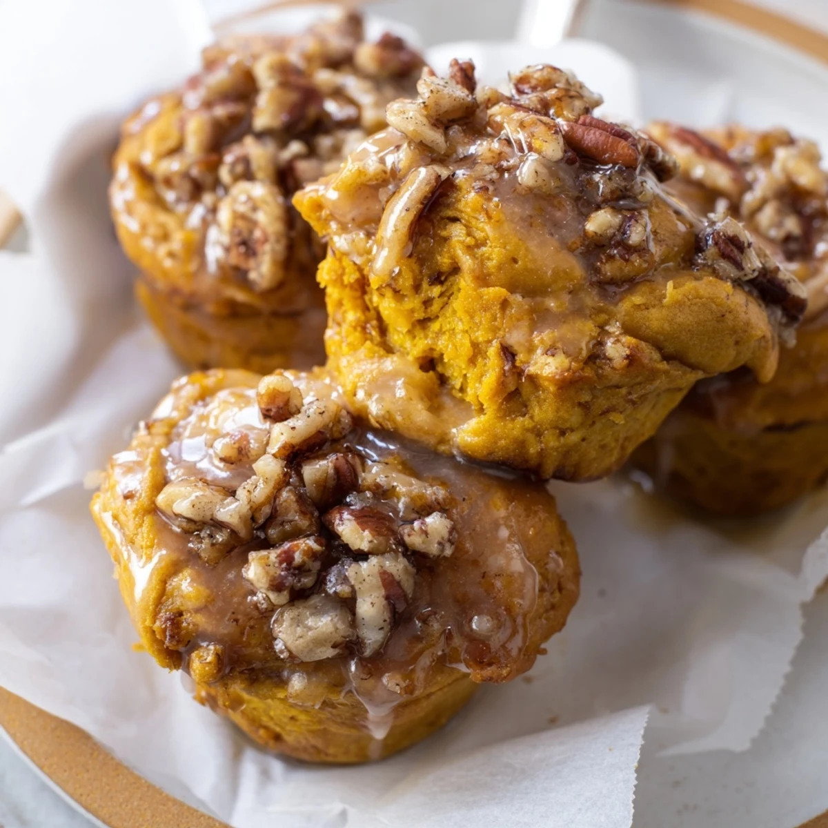 Golden Maple Pecan Sweet Potato Muffin Tops baked until fluffy, perfect for breakfast.  