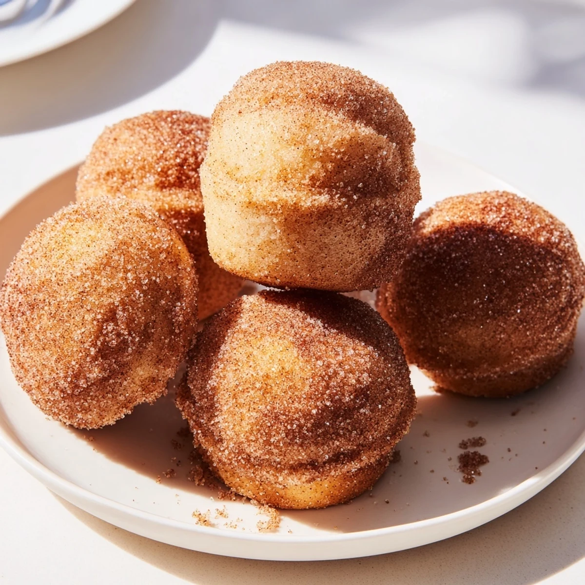 Soft Sweet Tea Cinnamon Sugar Monster Cake Muffin Balls with crunchy cinnamon sugar coating.  