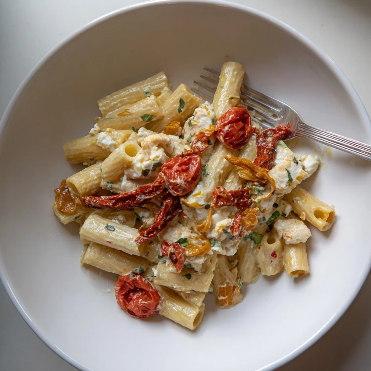 Delicious Baked Feta Pasta 2.0, bursting with flavor from roasted vegetables and creamy feta.
