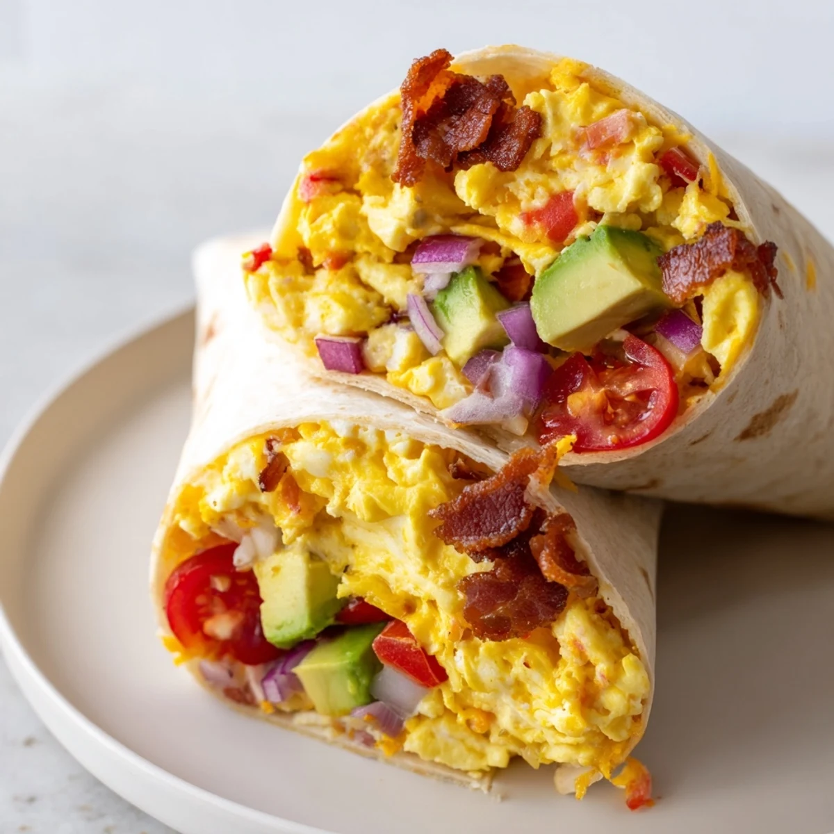 Golden, fluffy scrambled eggs nestled inside warm Easy Festive Breakfast Burrito Wraps, ready to eat.