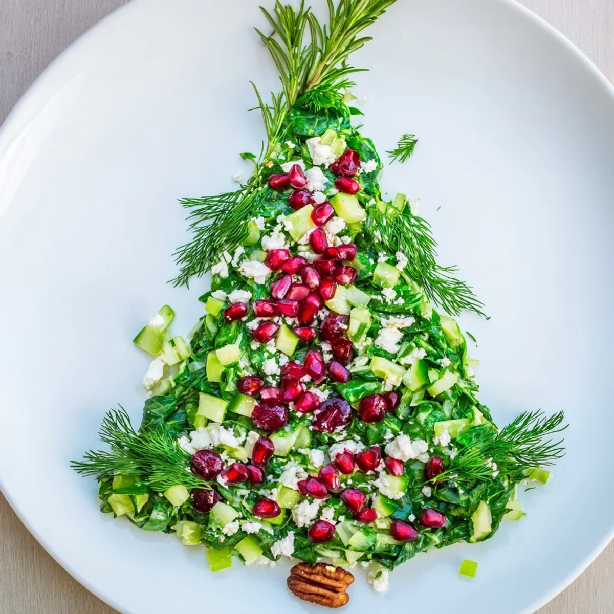 A visually stunning Cranberry & Feta Cheese Tree Dip Salad, showcasing a colorful, delicious, and easy appetizer.