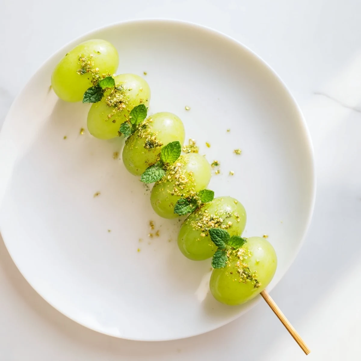 Shiny Grapes of Luck skewers, a festive countdown dessert, offering a burst of sweet grape flavor.