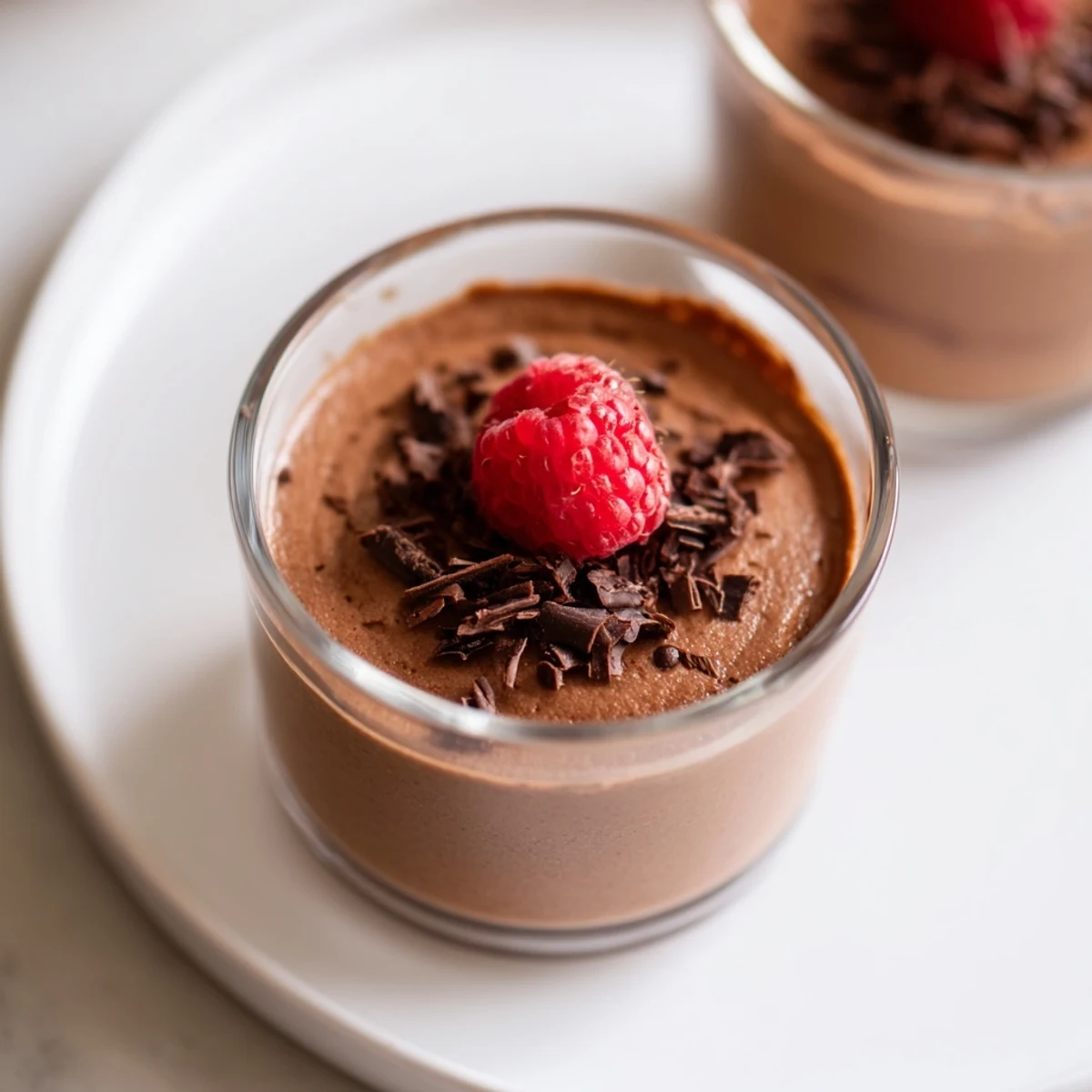 Delectable chocolate mousse dessert cups, elegantly garnished with berries, ready for a special treat.
