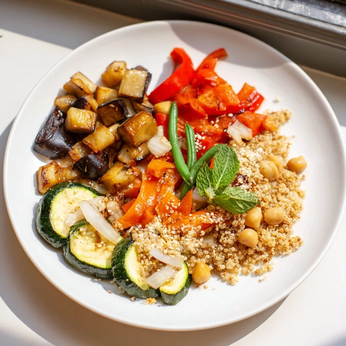 Enjoy the visually stunning The Spice Route, a flavorful Mediterranean, Asian, and Middle Eastern fusion meal depicted.