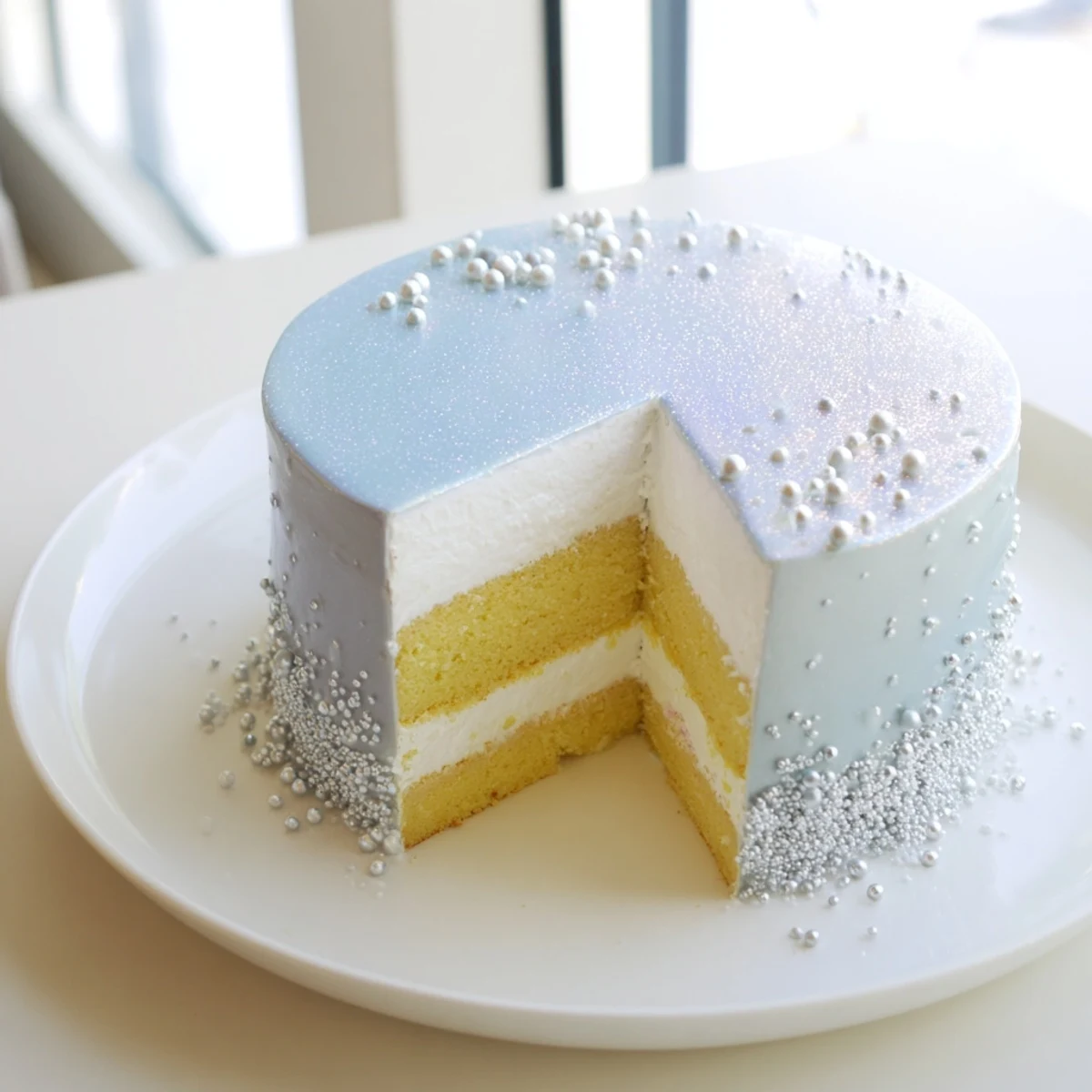 Diamond Ring Engagement Board, a showstopping cake topped with edible glitter, ready to serve.