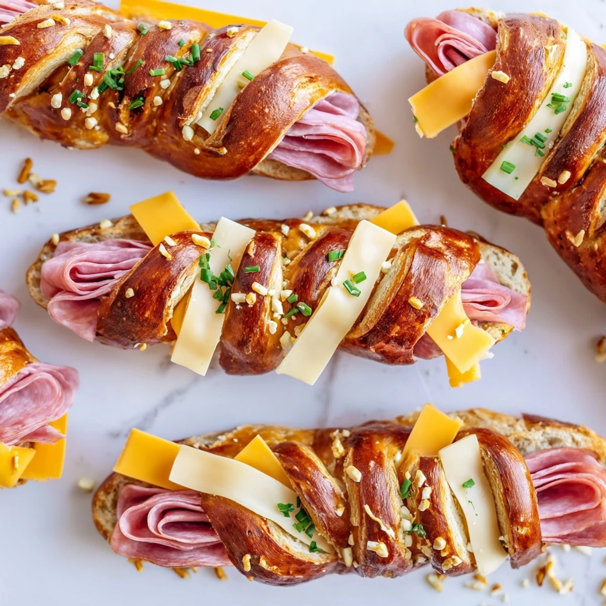 Lattice Window appetizer's pretzel lattice with layered meats and cheeses offers textures; imagine the savory flavors.