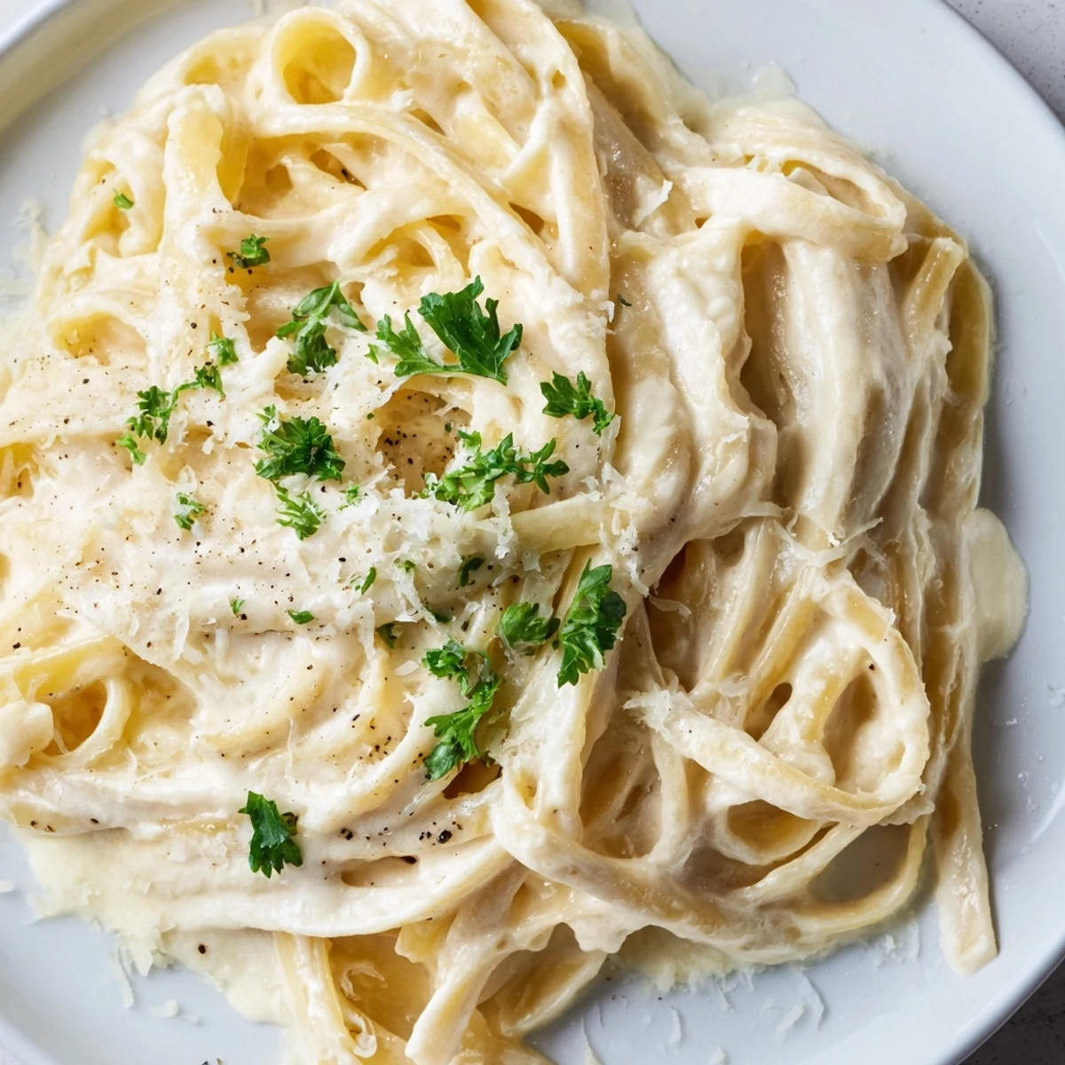Creamy Pasta Alfredo Cottage Hack, made with smooth cottage cheese and perfectly cooked fettuccine.