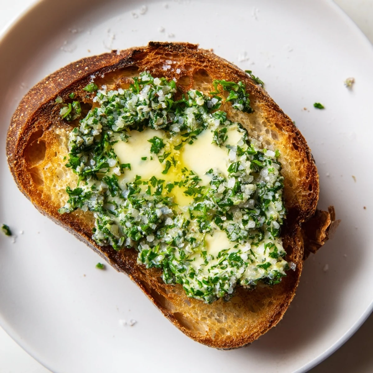 Golden, crusty herb butter toast, aromatic with herbs, ready to enjoy as a flavorful appetizer.