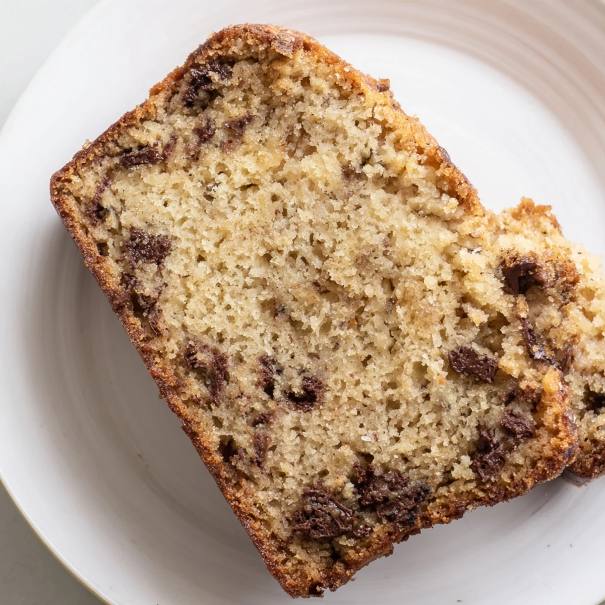 Close-up of moist, homemade Banana Bread, with optional walnuts, delicious and inviting.
