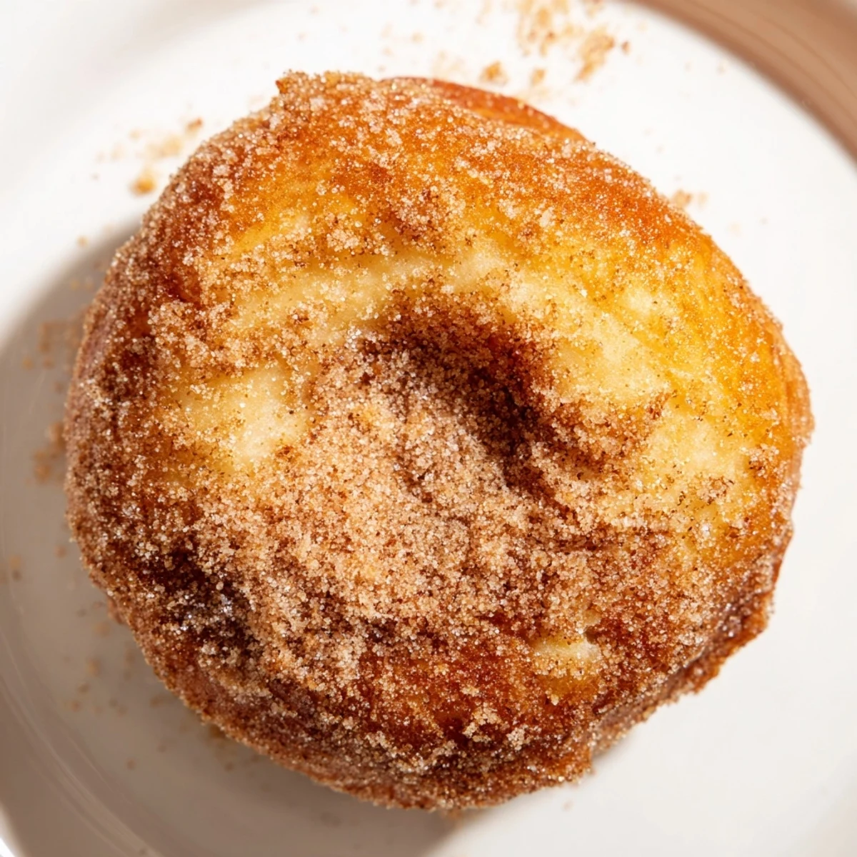 Crispy air fryer cinnamon sugar donuts, golden and dusted with sweet cinnamon, ready to eat.