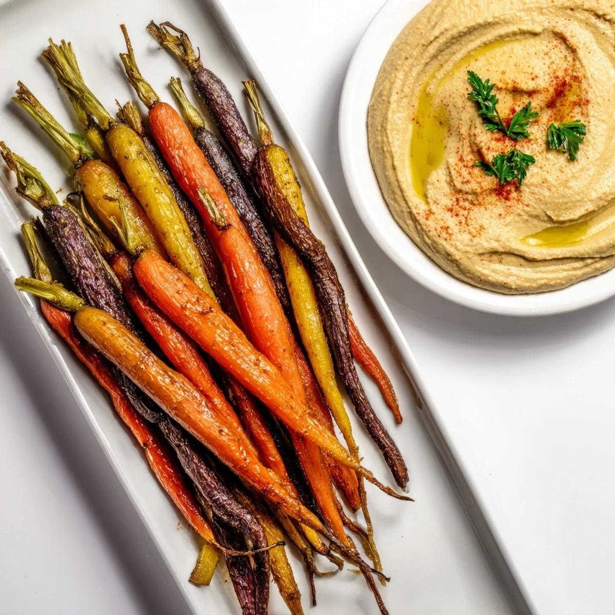 Rainbow Carrots and Hummus