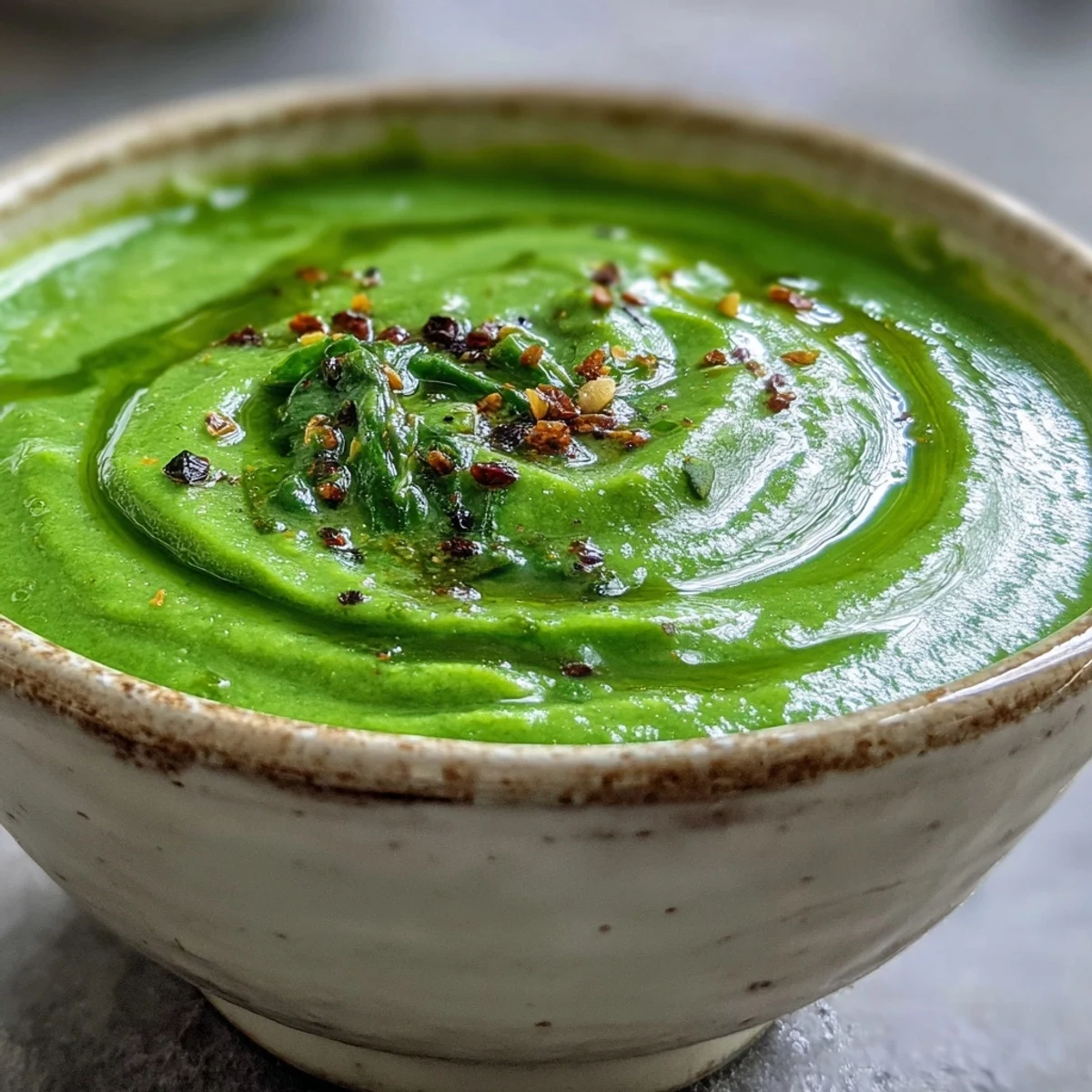 Silky Big Green Immunity-Boosting Vegetable Soup, vibrant and creamy, perfect for a healthy lunch.
