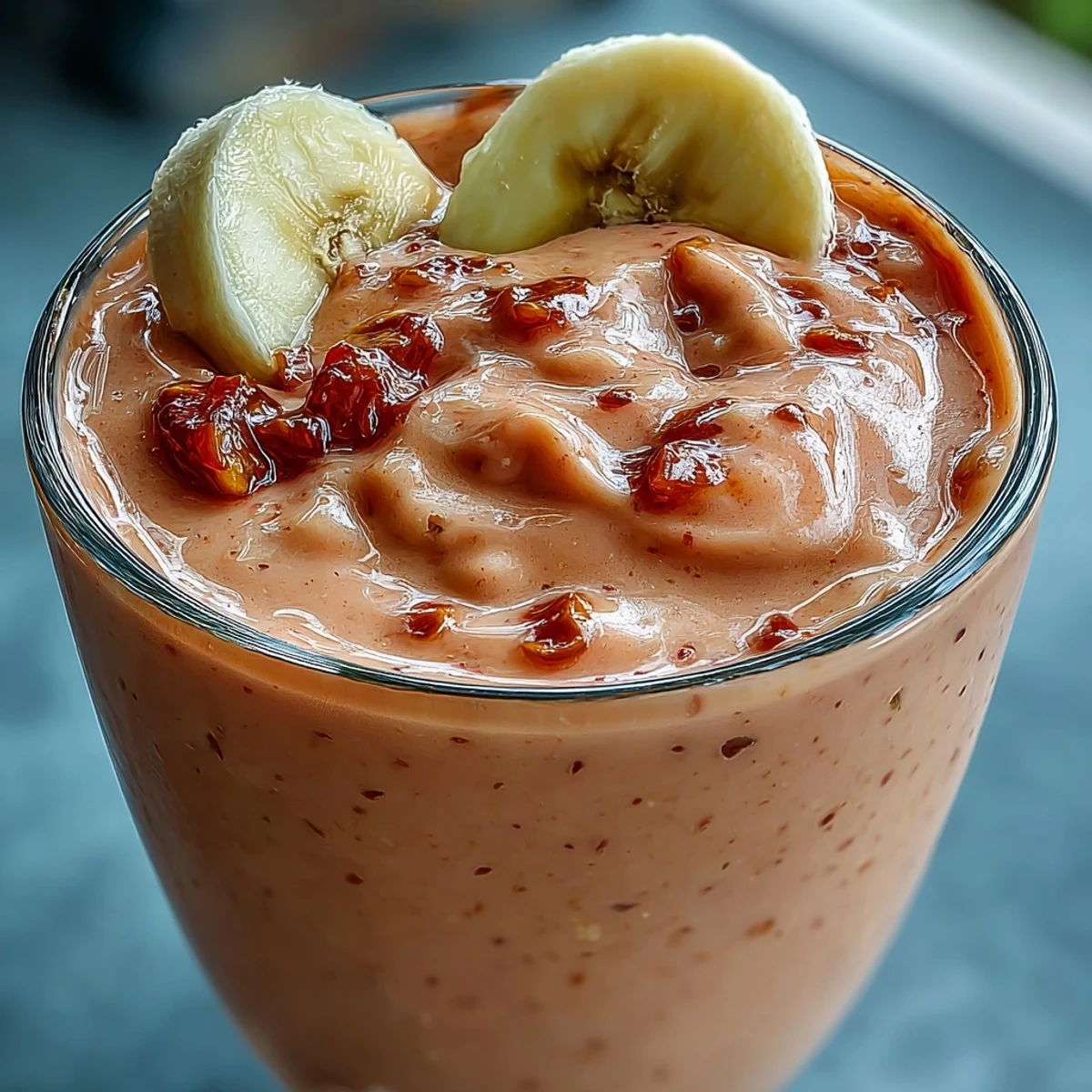 This creamy Guava Banana Smoothie blends ripe fruit, milk, and ice for a refreshing sip.