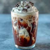 Cookies and Cream Cold Brew with chocolate syrup and vanilla, topped with whipped cream and crushed cookies.  
