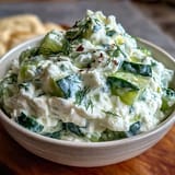 Vivid Greek Skyr Tzatziki, a cooling cucumber and garlic dip perfect with pita.