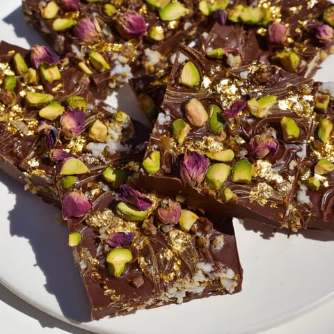 Decadent chocolate bar inspired creations with rich textures and gourmet toppings.  