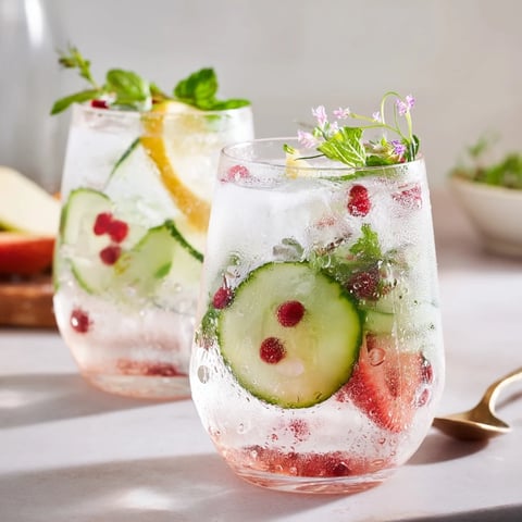 Refreshing water-based mocktails showcase vibrant fruits and herbs in a glass.  