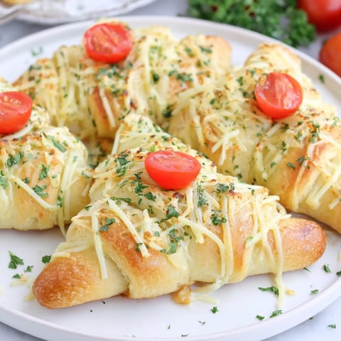 Golden-brown Budget Christmas Crescent Roll Trees, fragrantly baked with garlic and herbs, ready to serve warm.