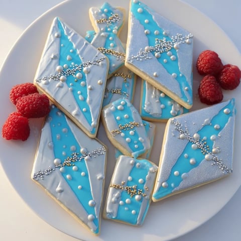 Shimmering Engagement Ring Diamond Dessert Tray with sparkling diamond cookies and berries for a celebration.