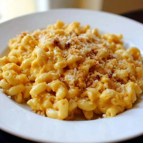 Creamy, golden Pumpkin Mac & Cheese bubbling in a baking dish, ready for a delicious dinner.