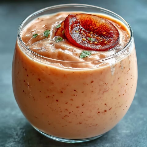 Vibrant Guava Banana Smoothie in a glass with a banana slice garnish, ready to enjoy.