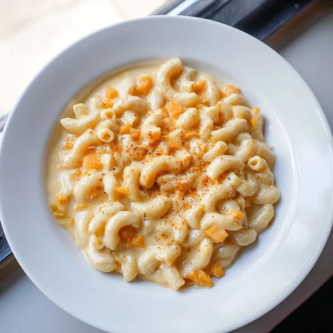 Golden, bubbly one-pot butternut squash mac & cheese, perfect for a cozy, comforting weeknight meal.
