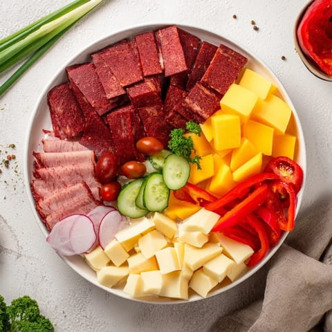 A close-up of The Keto Power Plate, ideal for low-carb eaters, featuring premium ingredients.