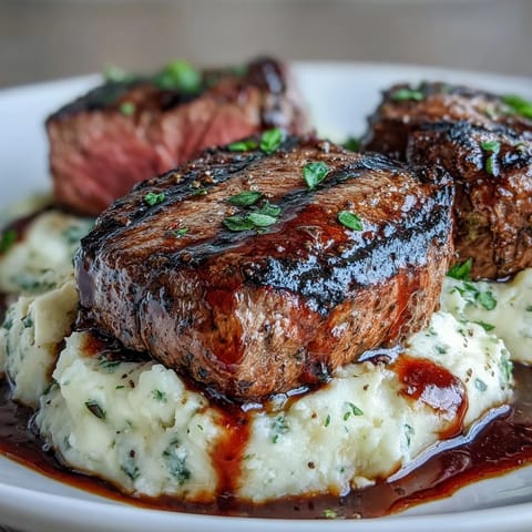 Tender venison steaks topped with buttery, caraway-scented swede mash and rich red wine sauce.