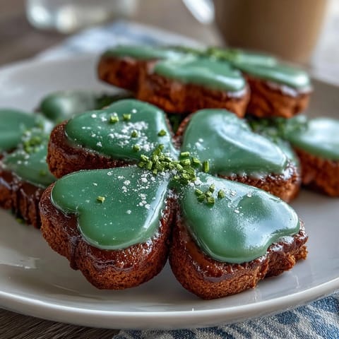 Festive shamrock-shaped sugar cookies with vibrant green royal icing, perfect for St. Patricks Day celebrations and sharing with friends.