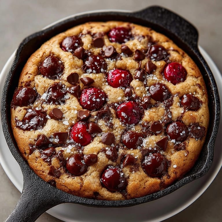 Sweet and salty, the Cherry-Coded Chocolate Chip Cookie Skillet offers a perfect dessert experience everyone loves.