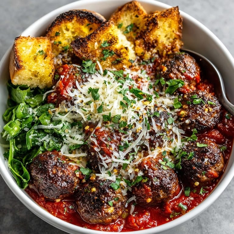 Flavorful 30-Minute Turkey Meatball Sub Bowls: tender meatballs nestled in rich sauce, topped with melted cheese.