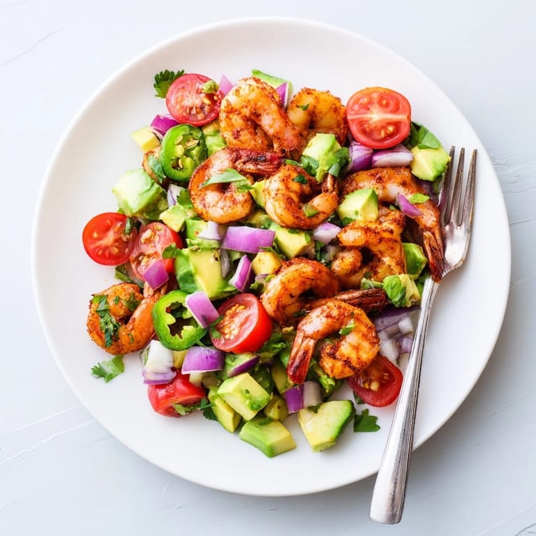 Enjoy fragrant, perfectly seasoned Shrimp and Avocado Salsa Salad with crisp tortilla chips.