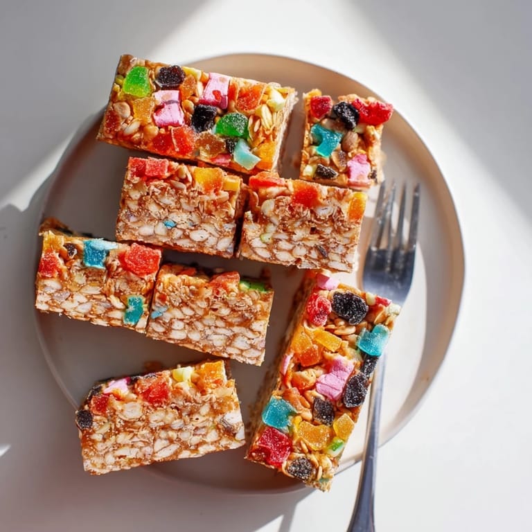 Chewy snack bars layered with vibrant gummies and crunchy freeze-dried fruit goodness.  