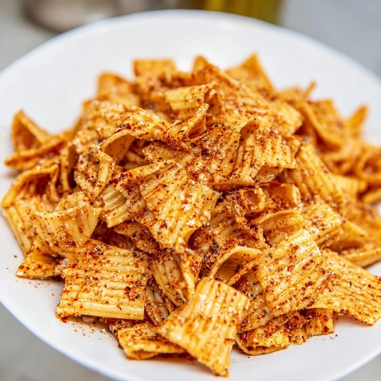 Flavorful pasta chips seasoned medley, deliciously crunchy and perfect for sharing.