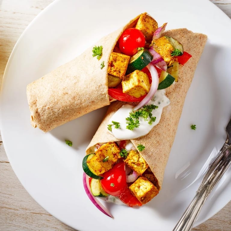 Delectable Vegan Viral Recipe Re-make with golden tofu and fresh herbs wrapped for easy eating.