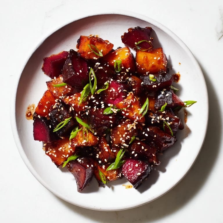 Golden-brown miso roasted winter vegetables, a delicious side dish, with tender root vegetables and savory flavors.