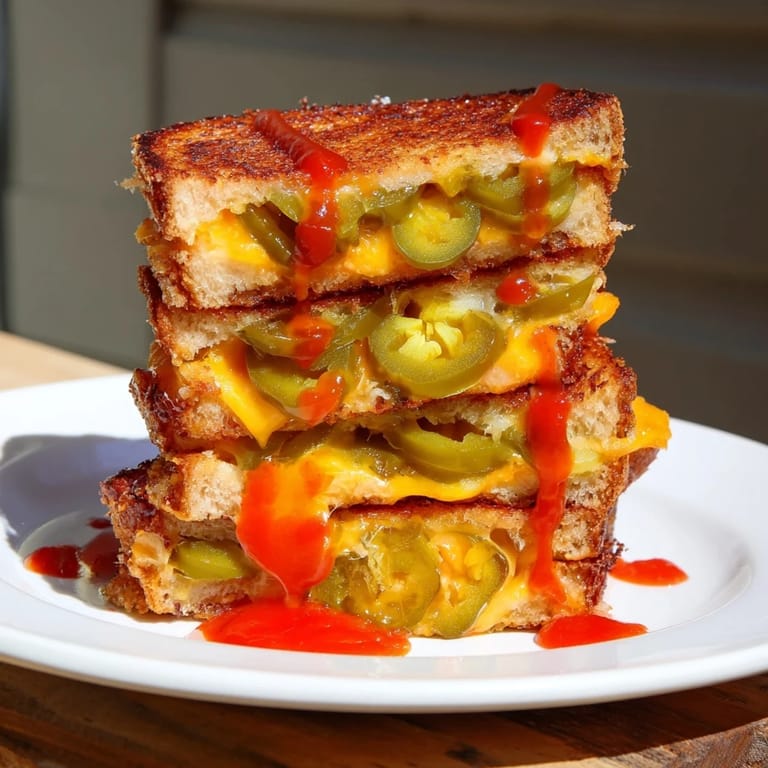 Savory Spicy Pickle Grilled Cheese Dippers, with melted cheddar and a kick, served with a dipping sauce.