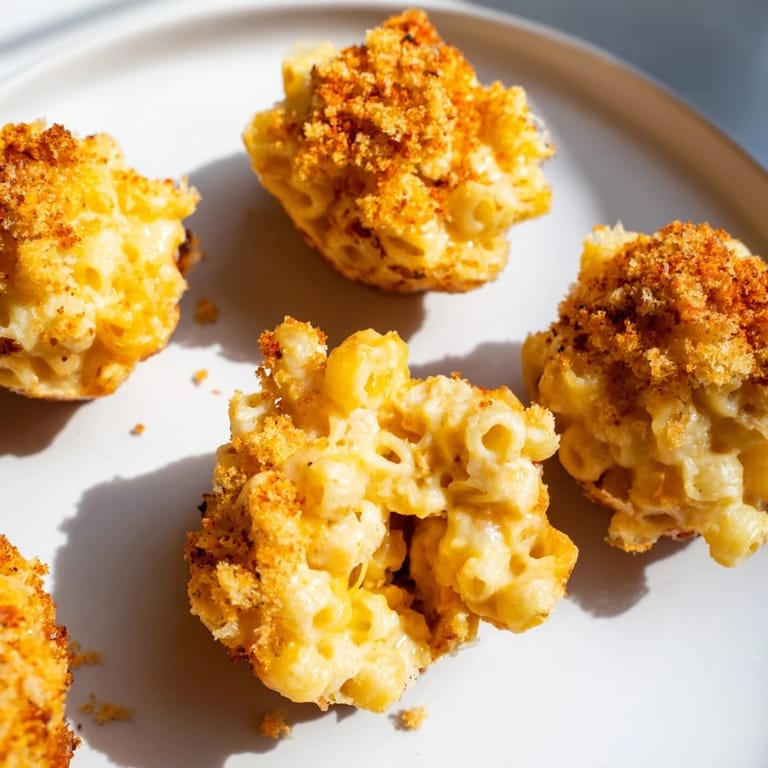 Homemade Ditalini Mac and Cheese Bites, beautifully browned, offer a tempting, cheesy, crunchy texture.