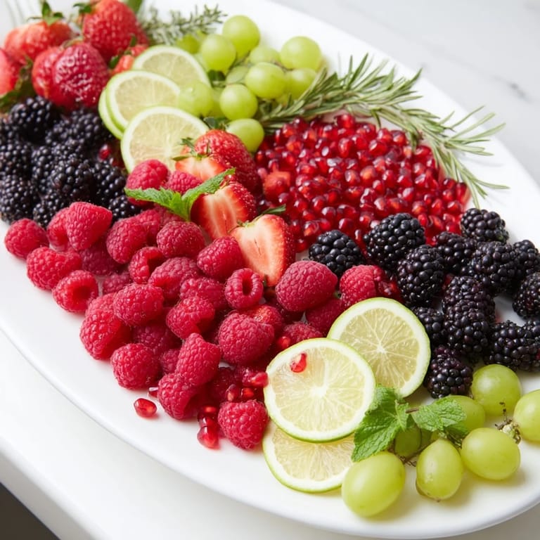 Gorgeous Bubbly Bar New Years Eve Garnish Tray filled with fresh berries, citrus, and sweet treats perfect for your celebration.