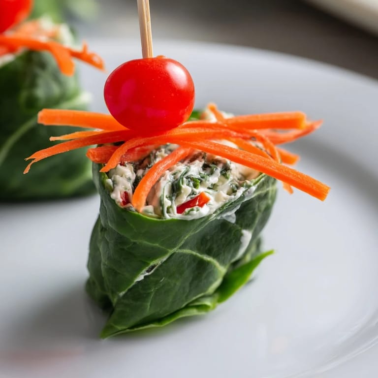 Bright green Holly Leaf Spinach Wraps with a vibrant red tomato garnish, a beautiful vegetarian treat.