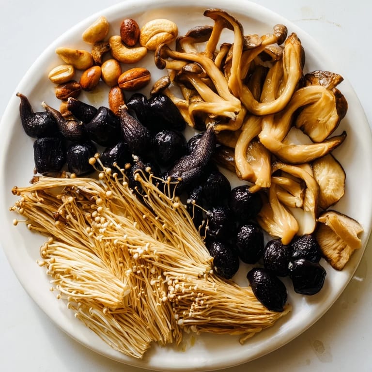 This vibrant board presents a flavorful Umami Bomb Asian Delight, ready to be enjoyed with dipping sauces.