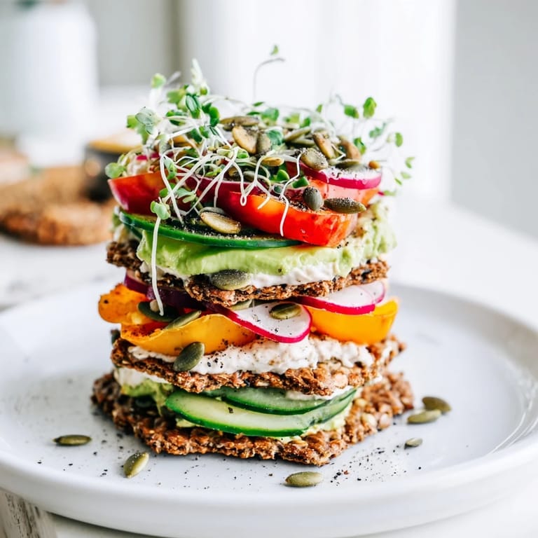 A tantalizing view of the Gluten-Free Gourmet Tower with fresh sliced radish, a perfect appetizer.