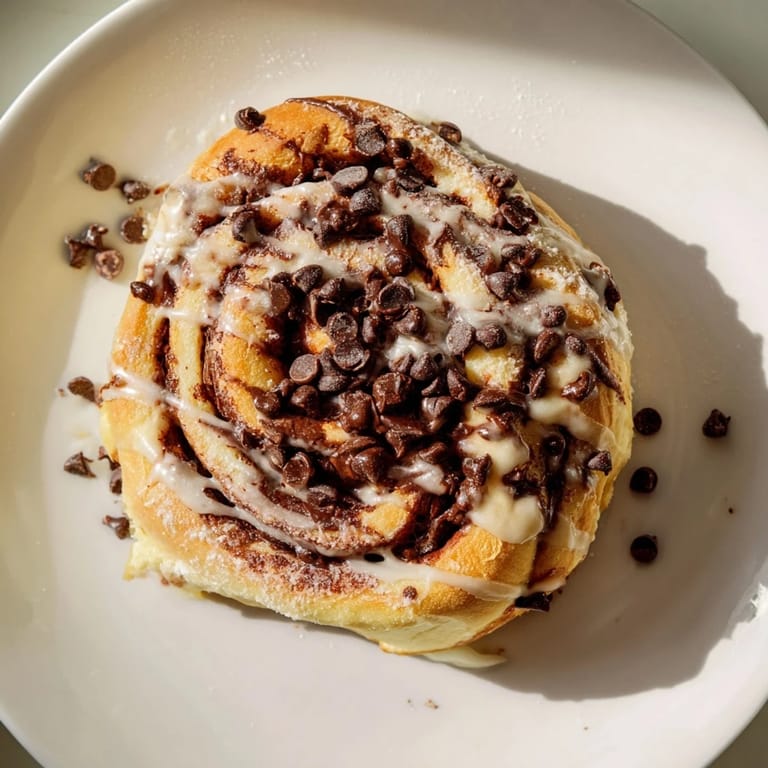 Fluffy Nutella Chocolate Chip Rolls showing swirls of chocolate and Nutella, a tempting dessert with a delicious aroma.