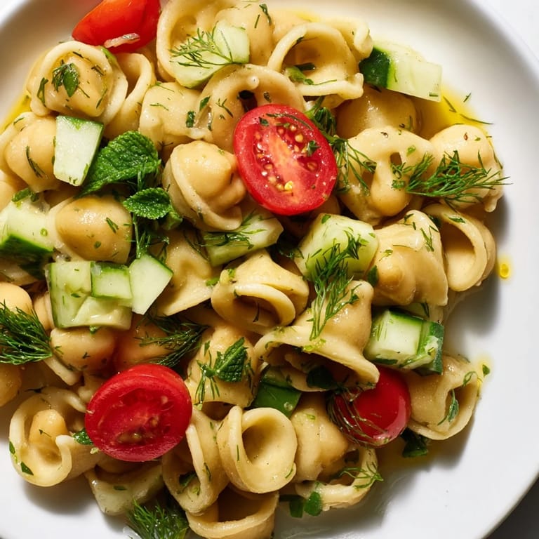 Bright Mediterranean flavors shine in this Lemon Herb Chickpea Pasta Salad, perfect for a light summer picnic lunch.