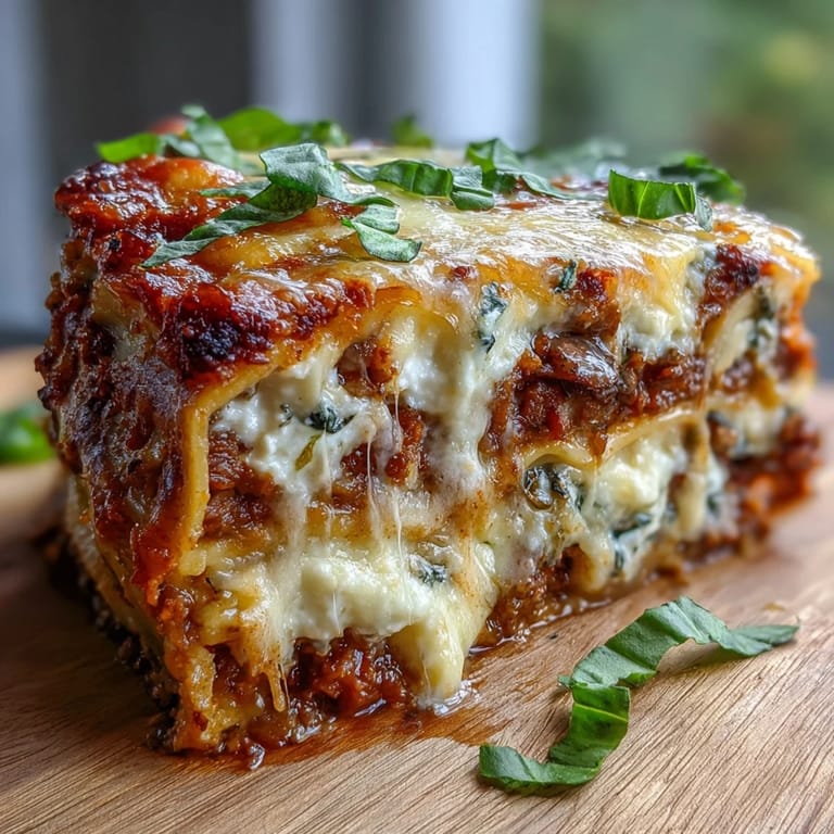 One-Pan Smoky Veggie Lentil Lasagne plated with a fresh green salad and crusty bread, ready for a cozy family dinner.