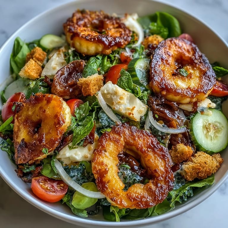 Sourdough croutons and fresh greens add crunch to this Halloumi Blood Orange Fattoush.