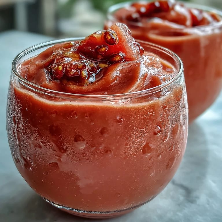 Refreshing Guava Juice Smoothie served over ice in a mason jar, garnished with mint and a colorful straw.