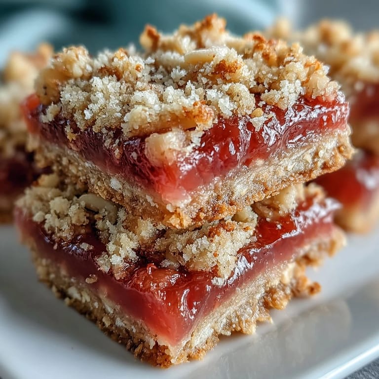 Warm Guava Jam Bars served with vanilla ice cream melting beside them, highlighting a golden coconut macadamia oat crumble.